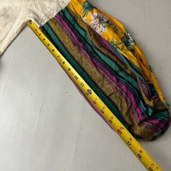 Umgee Cream Tunic Dress Floral Puff Sleeves Medium Boho Festival Size XL - Picture 5 of 12